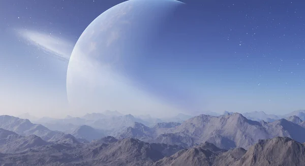 Render Uzay Sanat Alien Planet Fantezi Manzara — Stok fotoğraf