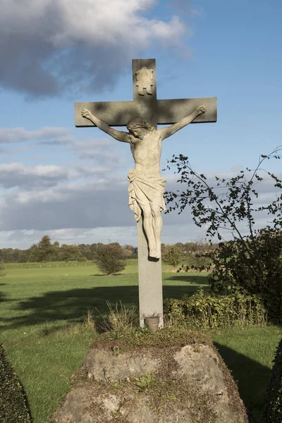 Ancient statue of Jesus Christ Good Shepherd (faith, religion, Christianity, God concept)