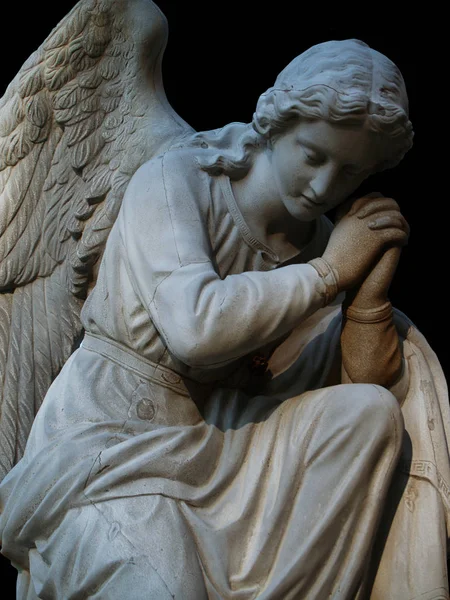Middeleeuwse Beeld Van Een Jonge Mooie Vrouwelijke Engel — Stockfoto