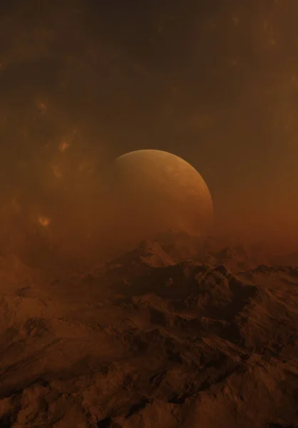 Render Uzay Sanat Alien Planet Fantezi Manzara — Stok fotoğraf