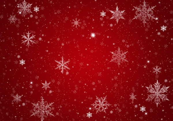 Червоний Зимовий Фон Сніжинками Власних Творінь — стокове фото
