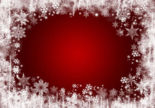 あなた自身の作品のための雪片と赤い冬の背景 — ストック写真