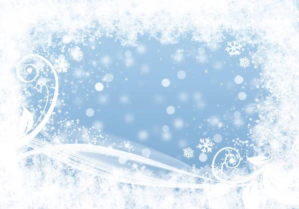 蓝色的冬季背景 为你自己的创作配上雪花 — 图库照片