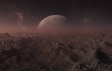 3d rendered Space Art: Alien Planet - A Fantasy Landscape clipart