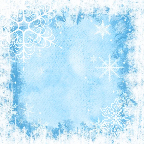Modré Zimní Pozadí Sněhovými Vločkami Pro Vlastní Výtvory — Stock fotografie