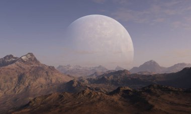 3D render uzay sanat: Alien Planet - A fantezi manzara