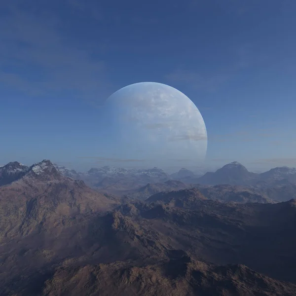 Render Uzay Sanat Alien Planet Fantezi Manzara — Stok fotoğraf