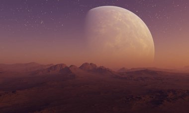 3D render uzay sanat: Alien Planet - A fantezi manzara