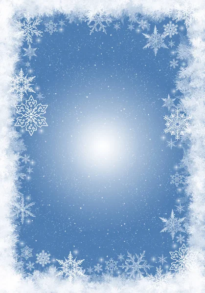 Fundo Azul Inverno Com Flocos Neve Para Suas Próprias Criações — Fotografia de Stock