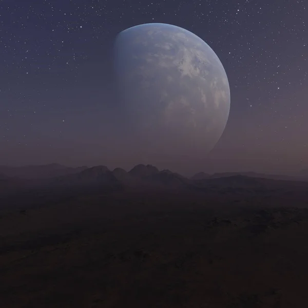 Render Uzay Sanat Alien Planet Fantezi Manzara — Stok fotoğraf