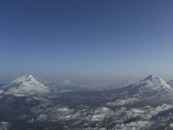 生成的冬季景观 雪中的薄雾山脉 冬季仙境 — 图库照片