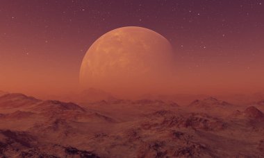3D render uzay sanat: Alien Planet - A fantezi manzara