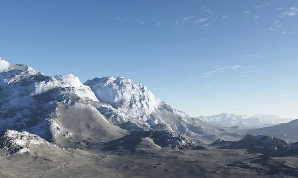 生成的冬季景观 雪中的薄雾山脉 冬季仙境 — 图库照片