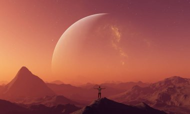 3D render uzay sanat: Alien Planet - A fantezi manzara