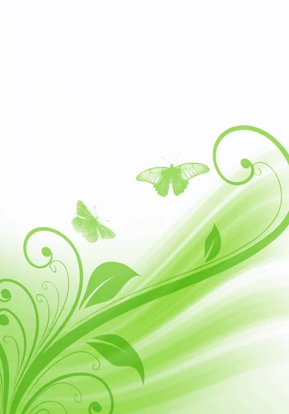 Mooie Groene Bloemdessin Lente Tijd Illustratie — Stockfoto