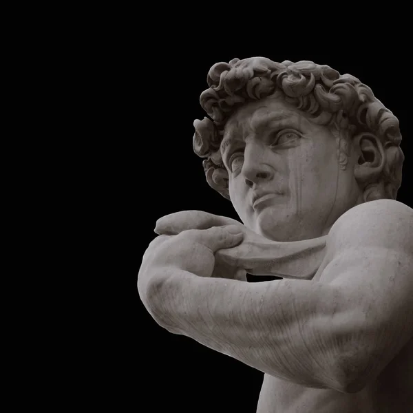 Famosa Statua Michelangelo David Firenze Isolato Nero — Foto Stock