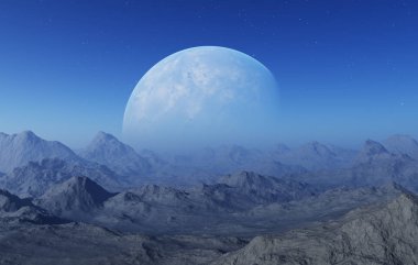 3D render uzay sanat: Alien Planet - A fantezi manzara