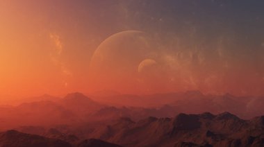 3D render uzay sanat: Alien Planet - A fantezi manzara