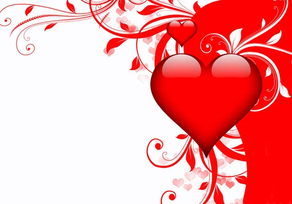 Flying hearts and swirls - Valentine's day or Wedding background — Stock Photo, Image