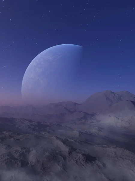 3D render uzay sanat: Alien Planet - A fantezi manzara — Stok fotoğraf
