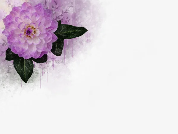 Dahlia: Квіткова ілюстрація в стилі акварелі для фону, запрошення, листівка на день народження, рамка або кордон — стокове фото