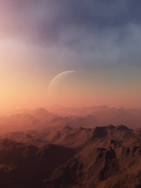 3D wytopione przestrzeń sztuki: Alien Planet - A Fantasy Krajobraz — Zdjęcie stockowe