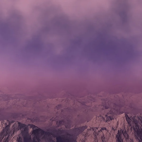 3D δημιουργημένο τοπίο φαντασίας μοναχικά βουνά της ερήμου — Φωτογραφία Αρχείου