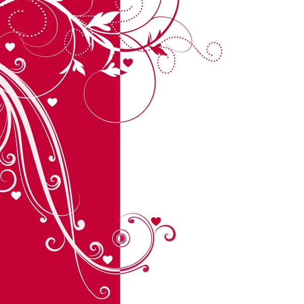 Elegant red and white background with swirls and little hearts and space for your text