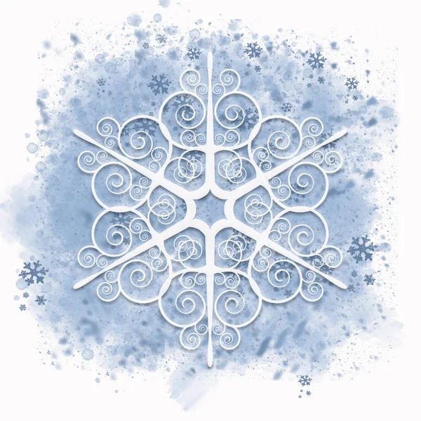 Kék téli háttér hópehely az üdvözlőkártya — Stock Fotó