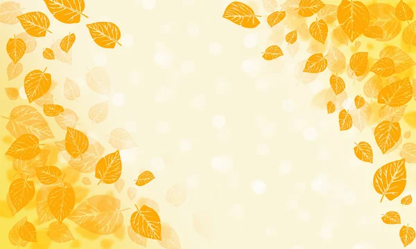 Autumn leaves banner illustration. Orange and yellow falling leaves.