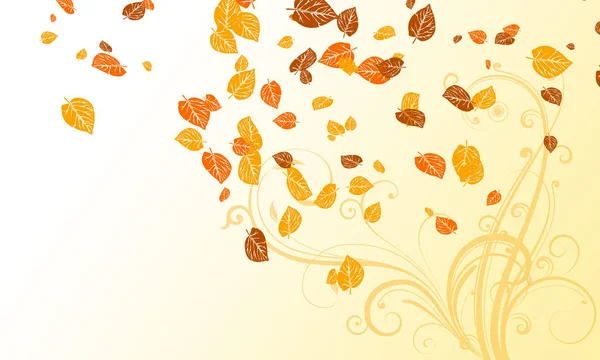 Autumn leaves banner illustration. Orange and yellow falling leaves. — Stock Photo, Image