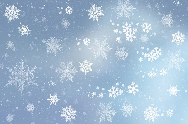 Fondo de invierno azul con copos de nieve para sus propias creaciones — Foto de Stock