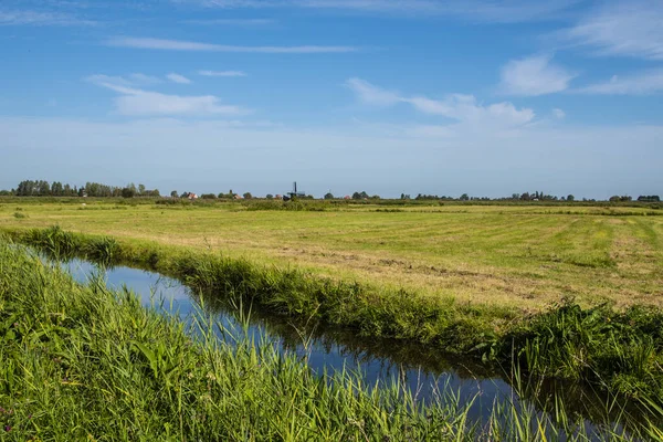 Typowy holenderski krajobraz poldera niedaleko Zaandam, Nord Holland. — Zdjęcie stockowe