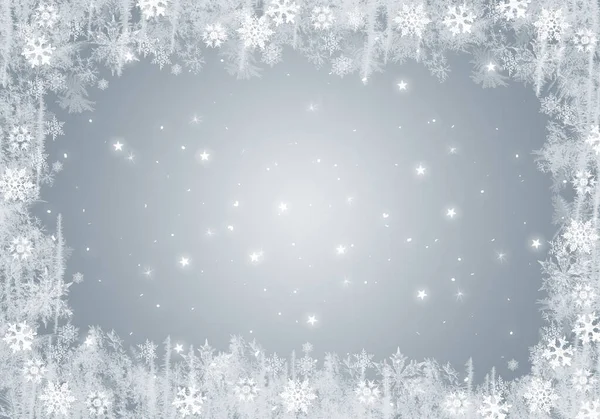 Γκρι φόντο χειμώνα με νιφάδες χιονιού για τις δικές σας δημιουργίες — Φωτογραφία Αρχείου