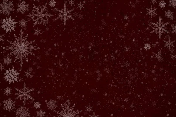 Czerwona zima Tło z płatków śniegu dla własnych kreacji — Zdjęcie stockowe