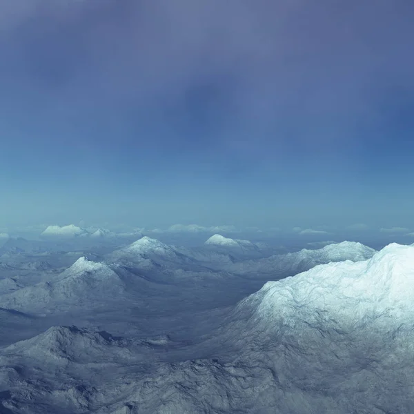 3d рендеринг Space Art: Alien Planet - Фентезі заморожений пейзаж з блакитним небом — стокове фото
