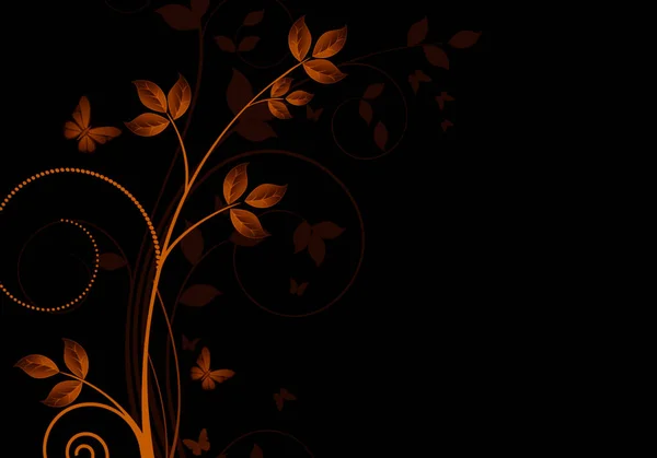 Elegante fundo escuro com redemoinhos e pequenas flores e espaço para o seu texto — Fotografia de Stock