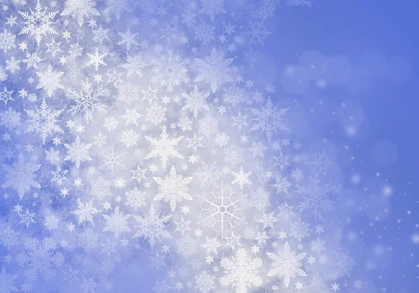 蓝色的冬季背景，为你自己的创作配上雪花 — 图库照片