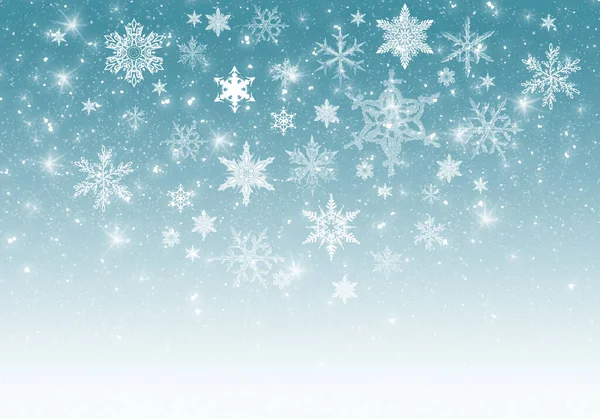 Sfondo blu invernale con fiocchi di neve per le tue creazioni — Foto Stock