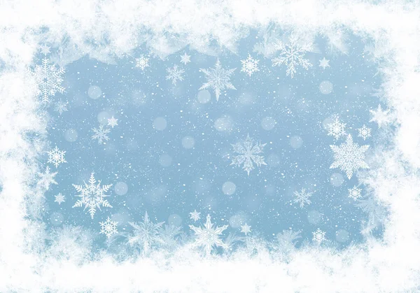 Fundo azul do inverno com flocos de neve para suas próprias criações — Fotografia de Stock