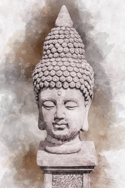Акварельная Живопись Статуи Будды Знак Мира Мудрости — стоковое фото