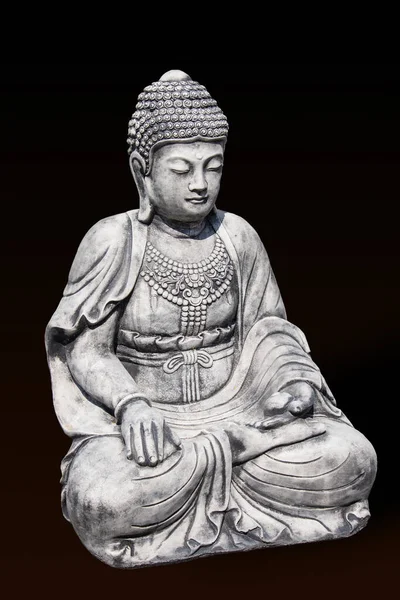 Portrét Sochy Buddhy Černém Pozadí Znamení Míru Moudrosti — Stock fotografie