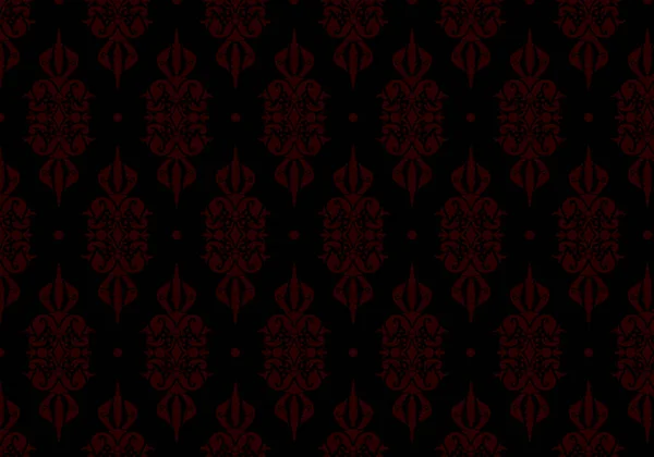 Virágminta Vintage Tapéta Barokk Stílusban Fekete Piros Dísz Szövet Tapéta — Stock Fotó