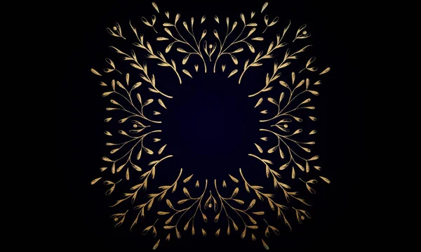 Золотая Блестящая Светящаяся Рамка Изолированная Над Темно Синей Золотая Роскошь — стоковое фото