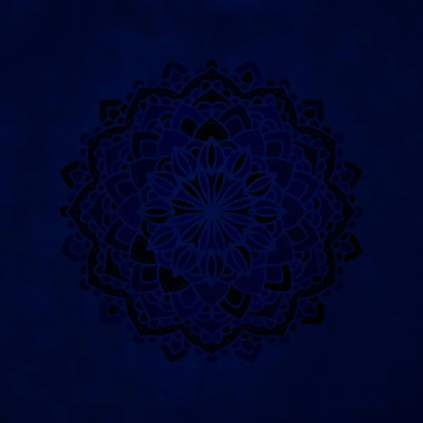 Tarjeta Felicitación Vintage Azul Oscuro Con Mandala Ideal Para Invitación — Foto de Stock