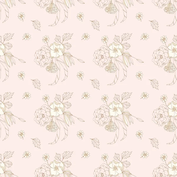 Watercolor Floral Vintage Seamless Pattern Onwhite Background Hand Painted Watercolour — Stock Photo, Image