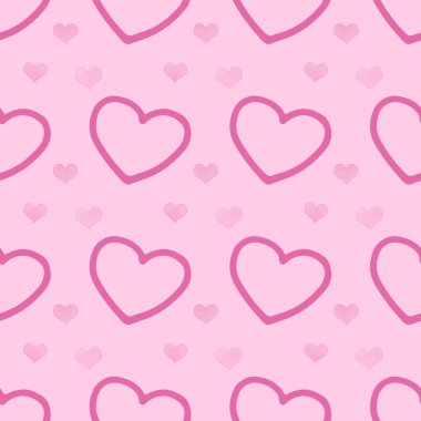 Romantik, pürüzsüz desen. Pembe arka planda kalpler.