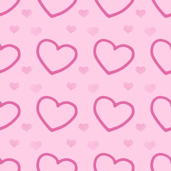 ロマンチックなシームレスなパターン ピンクの背景に心 — ストック写真