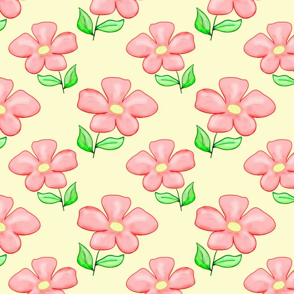 パステルフラワーパターン 水彩スタイルのヴィンテージピンクの花 レトロな花の背景 パステルカラーの花のシームレスなパターン フェミニンな花のファッションイラスト — ストック写真