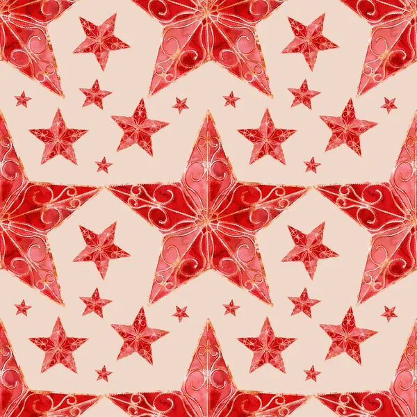 Red Stars Champagne Pink Background Seamless Pattern Wallpaper Wrapping Scrapbooking — Stock Photo, Image